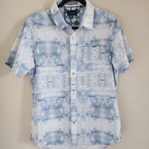 7 Diamonds Mens Salt Water Button Up Shirt Short Sleeve Woven Blue White Size M